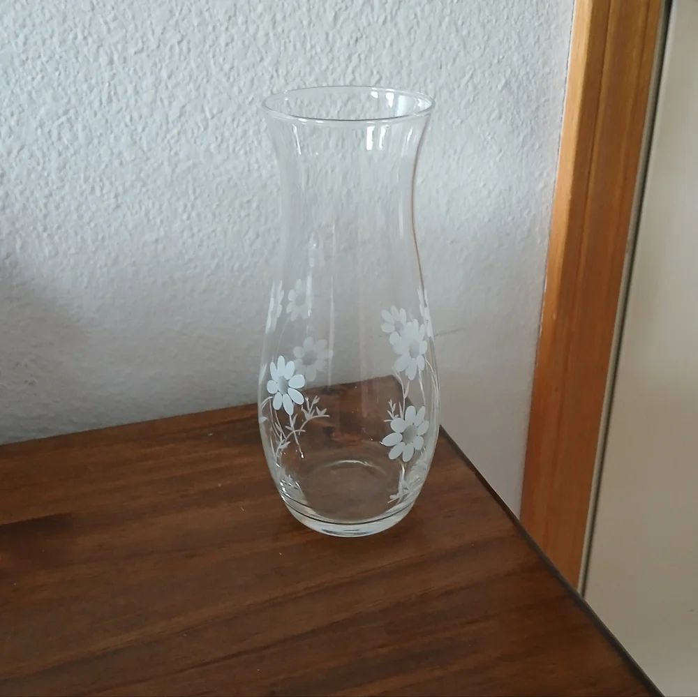 Crystal Etched Vase, Pasabache Glass, Etched Floral, Made In Turkey, Giftware
